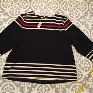 NWT Talbots 3/4 sleeve blue/red/white top. 3x.